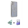 MARSİLYAN™- iPhone 11 Kılıf Zirve Doku Prime - Siyah Bilvis 5in1 5D Magic Hayalet Cam Ekran Koruyucu + Raze Metal Kamera Lens - MI