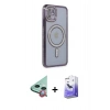MARSİLYAN™- iPhone 11 Kılıf Zirve Doku Prime - Siyah Bilvis 5in1 5D Magic Hayalet Cam Ekran Koruyucu + Raze Metal Kamera Lens - KI