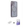 MARSİLYAN™- iPhone 11 Kılıf Zirve Doku Prime - Siyah Bilvis 5in1 5D Magic Hayalet Cam Ekran Koruyucu + Renkli Kamera Lens Koruma Cam - SI