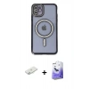 MARSİLYAN™- iPhone 11 Kılıf Zirve Doku Prime - Siyah Bilvis 5in1 5D Magic Hayalet Cam Ekran Koruyucu + Renkli Kamera Lens Koruma Cam - SI