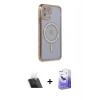 MARSİLYAN™- iPhone 11 Kılıf Zirve Doku Prime - Siyah Bilvis 5in1 5D Magic Hayalet Cam Ekran Koruyucu + Şeffaf Kamera Lens Koruma Cam