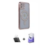 MARSİLYAN™- iPhone 11 Kılıf Zirve Doku Prime - Siyah Bilvis 5in1 5D Magic Hayalet Cam Ekran Koruyucu + Şeffaf Kamera Lens Koruma Cam