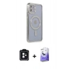 MARSİLYAN™- iPhone 11 Kılıf Zirve Doku Prime - Siyah Bilvis 5in1 5D Magic Hayalet Cam Ekran Koruyucu + PVD Metal Kamera Lens - SH