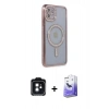 MARSİLYAN™- iPhone 11 Kılıf Zirve Doku Prime - Siyah Bilvis 5in1 5D Magic Hayalet Cam Ekran Koruyucu + PVD Metal Kamera Lens - SH
