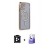 MARSİLYAN™- iPhone 11 Kılıf Zirve Doku Prime - Siyah Bilvis 5in1 5D Magic Hayalet Cam Ekran Koruyucu + PVD Metal Kamera Lens - SH