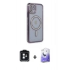 MARSİLYAN™- iPhone 11 Kılıf Zirve Doku Prime - Siyah Bilvis 5in1 5D Magic Hayalet Cam Ekran Koruyucu + PVD Metal Kamera Lens - SH