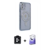MARSİLYAN™- iPhone 11 Kılıf Zirve Doku Prime - Siyah Bilvis 5in1 5D Magic Hayalet Cam Ekran Koruyucu + PVD Metal Kamera Lens - SH