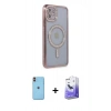 MARSİLYAN™- iPhone 11 Kılıf Zirve Doku Prime - Siyah Bilvis 5in1 5D Magic Hayalet Cam Ekran Koruyucu + Neon Fosforlu Kamera Lens - TU