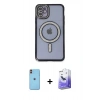 MARSİLYAN™- iPhone 11 Kılıf Zirve Doku Prime - Siyah Bilvis 5in1 5D Magic Hayalet Cam Ekran Koruyucu + Neon Fosforlu Kamera Lens - TU