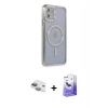 MARSİLYAN™- iPhone 11 Kılıf Zirve Doku Prime - Siyah Bilvis 5in1 5D Magic Hayalet Cam Ekran Koruyucu + Pers Alüminyum Kamera Lens - YL