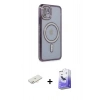 MARSİLYAN™- iPhone 11 Kılıf Zirve Doku Prime - Siyah Bilvis 5in1 5D Magic Hayalet Cam Ekran Koruyucu + Renkli Kamera Lens Koruma Cam - YL