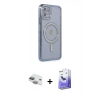 MARSİLYAN™- iPhone 11 Kılıf Zirve Doku Prime - Siyah Bilvis 5in1 5D Magic Hayalet Cam Ekran Koruyucu + Pers Alüminyum Kamera Lens - YL
