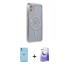 MARSİLYAN™- iPhone 11 Kılıf Zirve Doku Prime - Siyah Bilvis 5in1 5D Magic Hayalet Cam Ekran Koruyucu + Neon Fosforlu Kamera Lens - YL