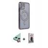 MARSİLYAN™- iPhone 11 Kılıf Zirve Doku Prime - Siyah Bilvis Hayalet Cam Ekran Koruyucu + Raze Metal Kamera Lens - KI