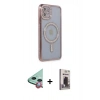MARSİLYAN™- iPhone 11 Kılıf Zirve Doku Prime - Siyah Bilvis Hayalet Cam Ekran Koruyucu + Raze Metal Kamera Lens - KI