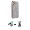 MARSİLYAN™- iPhone 11 Kılıf Zirve Doku Prime - Siyah Bilvis Hayalet Cam Ekran Koruyucu + Raze Metal Kamera Lens - KI