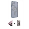 MARSİLYAN™- iPhone 11 Kılıf Zirve Doku Prime - Siyah Bilvis Hayalet Cam Ekran Koruyucu + Raze Metal Kamera Lens - SH