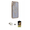 MARSİLYAN™- iPhone 11 Kılıf Zirve Doku Prime - Siyah Buffer Cam Ekran Koruyucu + Gold Pers Alüminyum Kamera Lens
