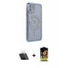 MARSİLYAN™- iPhone 11 Kılıf Zirve Doku Prime - Siyah Buffer Cam Ekran Koruyucu + Kamera Lens Koruma Cam - SF