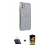 MARSİLYAN™- iPhone 11 Kılıf Zirve Doku Prime - Siyah Buffer Cam Ekran Koruyucu + Kamera Lens Koruma Cam - SF