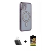 MARSİLYAN™- iPhone 11 Kılıf Zirve Doku Prime - Siyah Buffer Cam Ekran Koruyucu + Kamera Lens Koruma Cam - SF