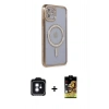 MARSİLYAN™- iPhone 11 Kılıf Zirve Doku Prime - Siyah Buffer Cam Ekran Koruyucu + PVD Metal Kamera Lens - MI