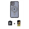 MARSİLYAN™- iPhone 11 Kılıf Zirve Doku Prime - Siyah Buffer Cam Ekran Koruyucu + PVD Metal Kamera Lens - MI