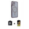 MARSİLYAN™- iPhone 11 Kılıf Zirve Doku Prime - Siyah Buffer Cam Ekran Koruyucu + PVD Metal Kamera Lens - MI