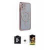 MARSİLYAN™- iPhone 11 Kılıf Zirve Doku Prime - Siyah Buffer Cam Ekran Koruyucu + PVD Metal Kamera Lens - MI