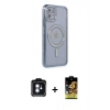 MARSİLYAN™- iPhone 11 Kılıf Zirve Doku Prime - Siyah Buffer Cam Ekran Koruyucu + PVD Metal Kamera Lens - MI