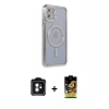 MARSİLYAN™- iPhone 11 Kılıf Zirve Doku Prime - Siyah Buffer Cam Ekran Koruyucu + PVD Metal Kamera Lens - MI