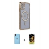 MARSİLYAN™- iPhone 11 Kılıf Zirve Doku Prime - Siyah Buffer Cam Ekran Koruyucu + Turuncu Neon Fosforlu Kamera Lens