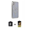 MARSİLYAN™- iPhone 11 Kılıf Zirve Doku Prime - Siyah Buffer Cam Ekran Koruyucu + PVD Metal Kamera Lens - YL