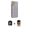 MARSİLYAN™- iPhone 11 Kılıf Zirve Doku Prime - Siyah Buffer Cam Ekran Koruyucu + PVD Metal Kamera Lens - YL
