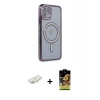 MARSİLYAN™- iPhone 11 Kılıf Zirve Doku Prime - Siyah Buffer Cam Ekran Koruyucu + Renkli Kamera Lens Koruma Cam - YL