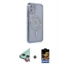 MARSİLYAN™- iPhone 11 Kılıf Zirve Doku Prime - Siyah Buffer Hayalet Cam Ekran Koruyucu + Raze Metal Kamera Lens - KI