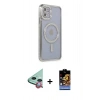 MARSİLYAN™- iPhone 11 Kılıf Zirve Doku Prime - Siyah Buffer Hayalet Cam Ekran Koruyucu + Raze Metal Kamera Lens - KI