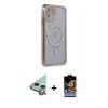 MARSİLYAN™- iPhone 11 Kılıf Zirve Doku Prime - Siyah Buffer Hayalet Cam Ekran Koruyucu + Raze Metal Kamera Lens - KI