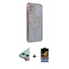 MARSİLYAN™- iPhone 11 Kılıf Zirve Doku Prime - Siyah Buffer Hayalet Cam Ekran Koruyucu + Raze Metal Kamera Lens - KI
