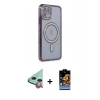 MARSİLYAN™- iPhone 11 Kılıf Zirve Doku Prime - Siyah Buffer Hayalet Cam Ekran Koruyucu + Raze Metal Kamera Lens - KI