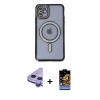 MARSİLYAN™- iPhone 11 Kılıf Zirve Doku Prime - Siyah Buffer Hayalet Cam Ekran Koruyucu + Mor Raze Metal Kamera Lens
