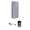 MARSİLYAN™- iPhone 11 Kılıf Zirve Doku Prime - Siyah Buffer Hayalet Cam Ekran Koruyucu + Pers Alüminyum Kamera Lens - KI