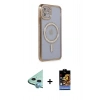 MARSİLYAN™- iPhone 11 Kılıf Zirve Doku Prime - Siyah Buffer Hayalet Cam Ekran Koruyucu + Raze Metal Kamera Lens - MI