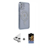 MARSİLYAN™- iPhone 11 Kılıf Zirve Doku Prime - Siyah Buffer Hayalet Cam Ekran Koruyucu + Raze Metal Kamera Lens - GS