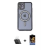 MARSİLYAN™- iPhone 11 Kılıf Zirve Doku Prime - Siyah Buffer Hayalet Cam Ekran Koruyucu + Şeffaf Kamera Lens Koruma Cam