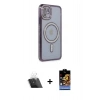 MARSİLYAN™- iPhone 11 Kılıf Zirve Doku Prime - Siyah Buffer Hayalet Cam Ekran Koruyucu + Şeffaf Kamera Lens Koruma Cam