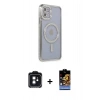 MARSİLYAN™- iPhone 11 Kılıf Zirve Doku Prime - Siyah Buffer Hayalet Cam Ekran Koruyucu + Siyah PVD Metal Kamera Lens
