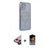 MARSİLYAN™- iPhone 11 Kılıf Zirve Doku Prime - Siyah Buffer Hayalet Cam Ekran Koruyucu + Raze Metal Kamera Lens - SH