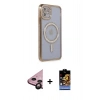 MARSİLYAN™- iPhone 11 Kılıf Zirve Doku Prime - Siyah Buffer Hayalet Cam Ekran Koruyucu + Raze Metal Kamera Lens - SH