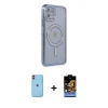 MARSİLYAN™- iPhone 11 Kılıf Zirve Doku Prime - Siyah Buffer Hayalet Cam Ekran Koruyucu + Neon Fosforlu Kamera Lens - TU
